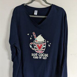 3x Pajama Top with V Neck & Long Sleeves